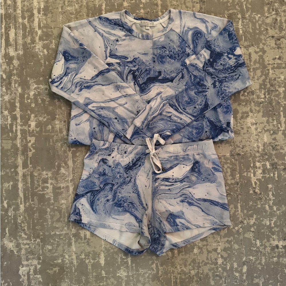 PJ Salvage Blue Marble Pajama Set